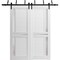Sartodoors Sliding Closet Bi-fold Doors 64 x 80in, Quadro 4445 Nebraska Grey W/ Frosted Glass, Sturdy Tracks QUADRO4445BF-NEB-64 - alternate 1